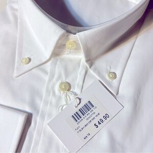 Men’s Slim-fit 100% Cotton White Button-down Collar Long Sleeve Dress Shirt